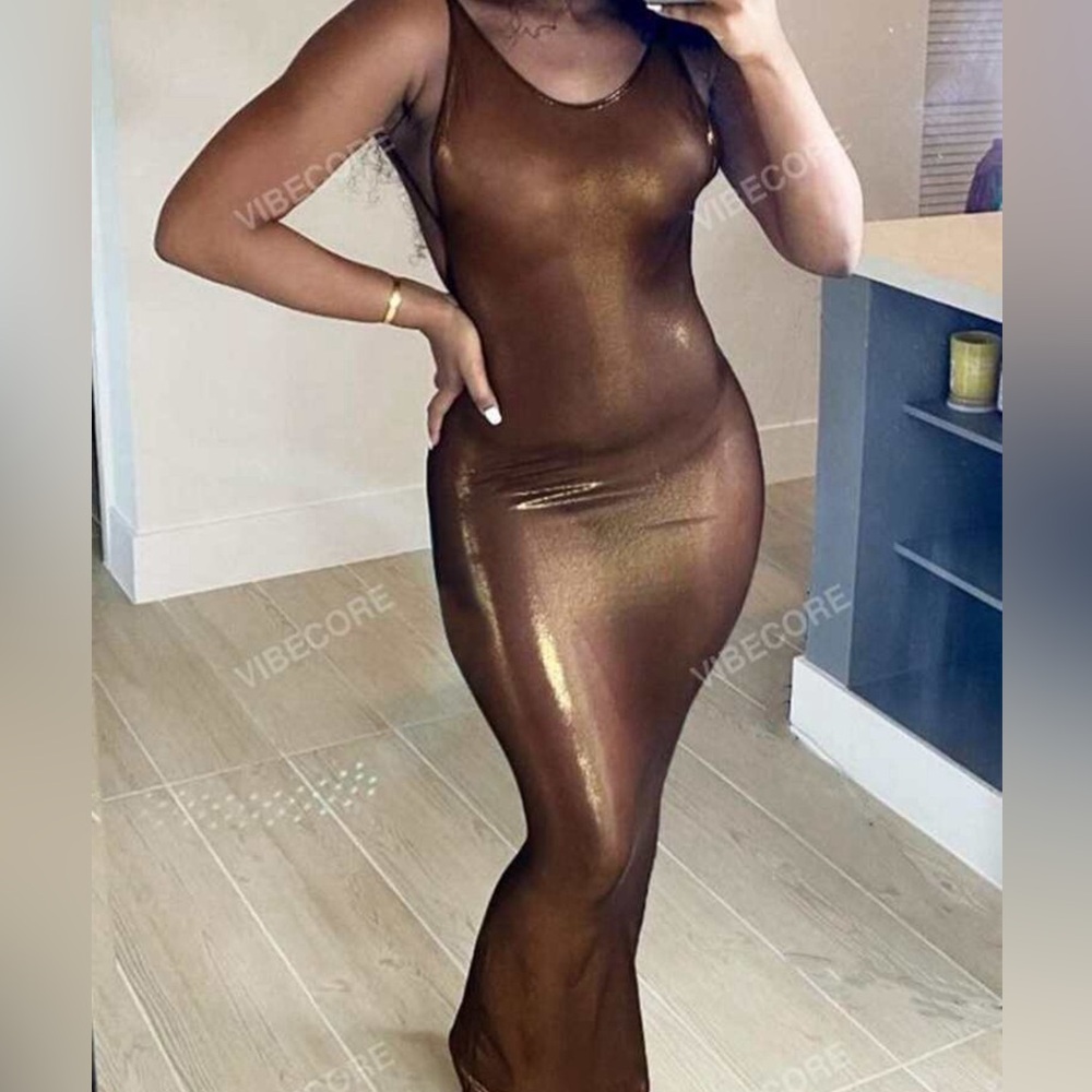 Women's Metallic Brown Dress